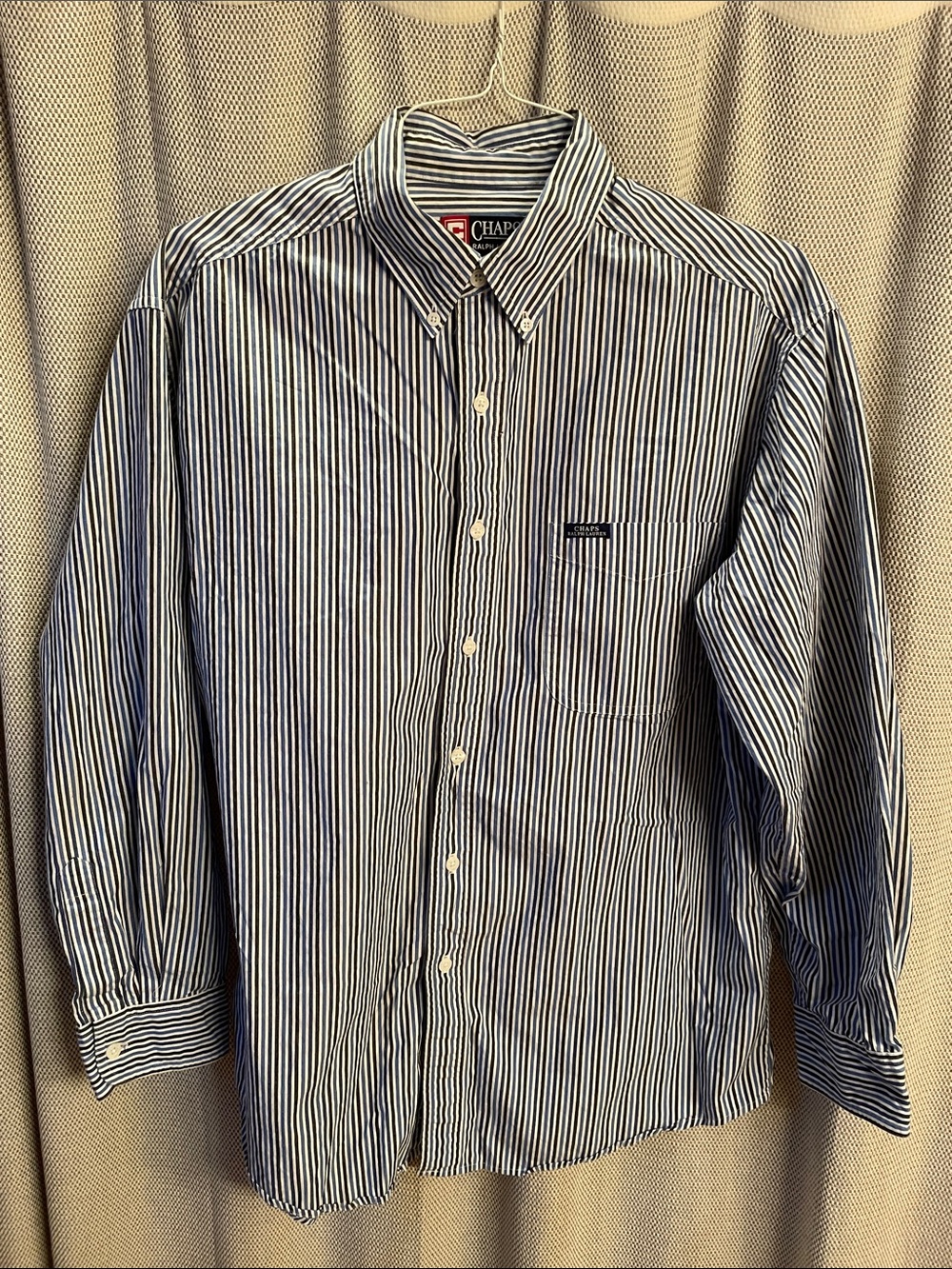 Chaps Men’s Navy & White Vertical Stripe Button-Down Shirt
